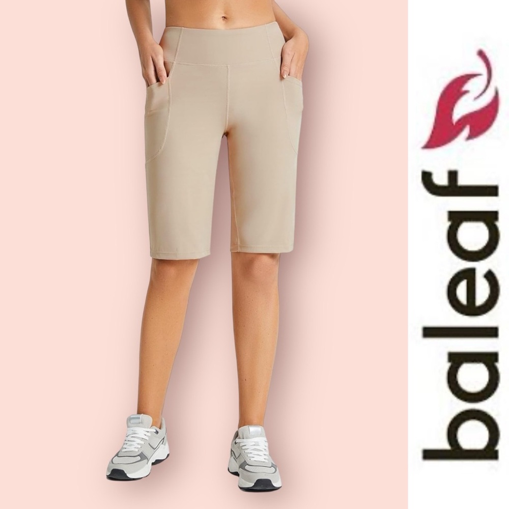 Baleaf Beige Short Leggings, Size‎ L, MSRP $30